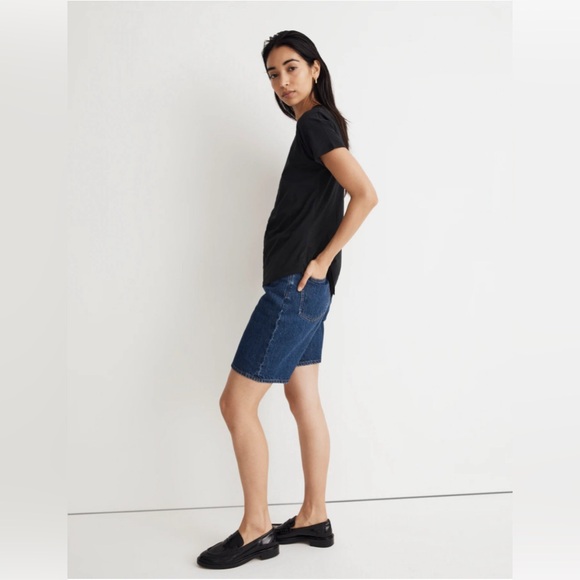 Madewell Black Tee Cotton Crewneck Basic Neutral XS Extra Small Double Shirt Top - Picture 9 of 11